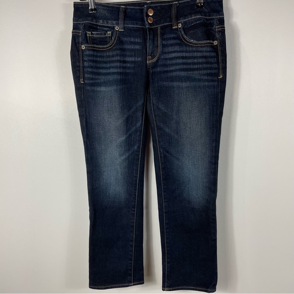 2 Pair American Eagle Outfitters Denim Jeans Dark Wash & Med-Light wash Size 2 - Picture 1 of 16